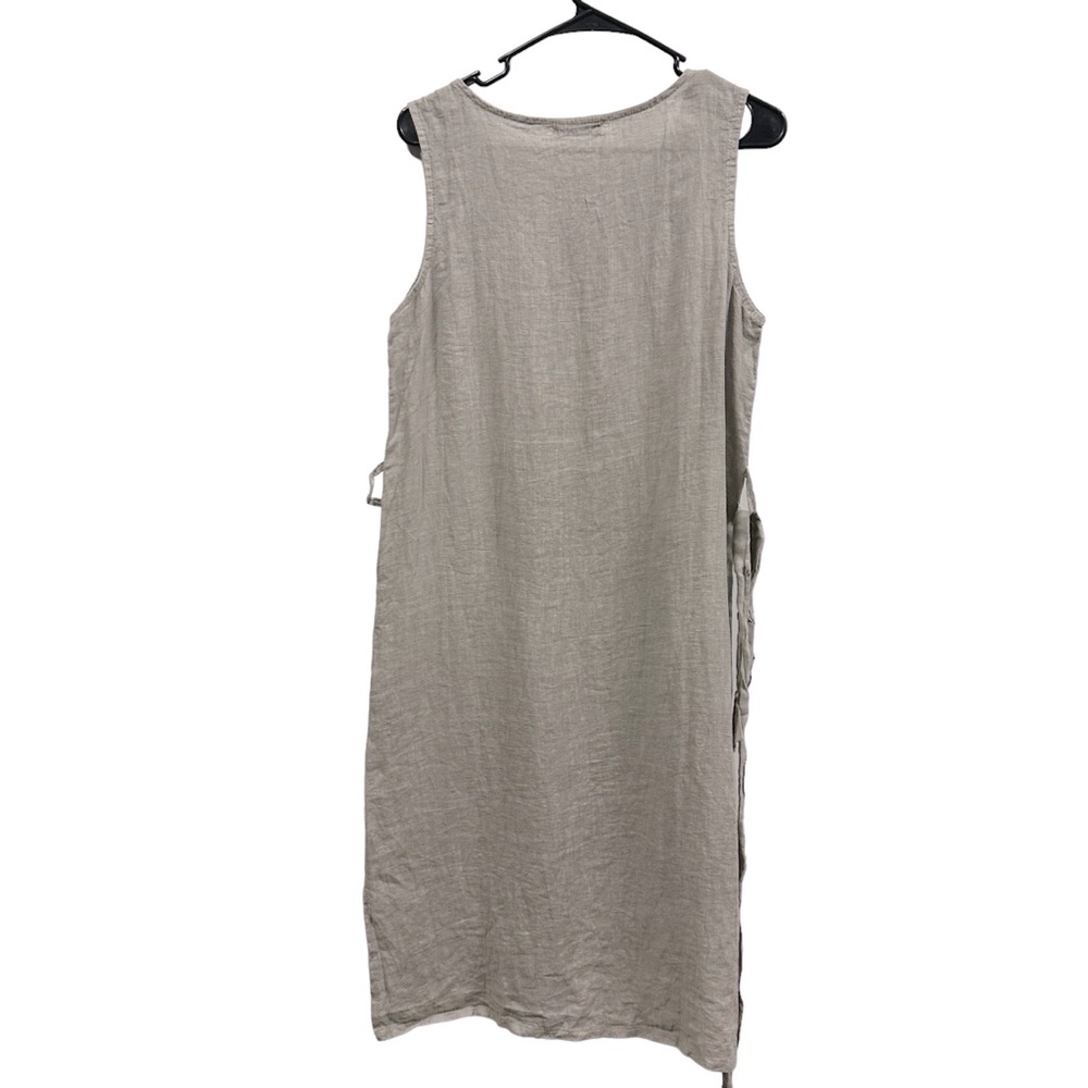 Linen Terzo Millenio Imported from Italy Gray Tie Belted Double Pocket Dress S - Picture 9 of 11